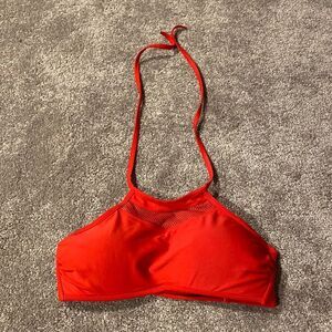 Tinibikini Red Halter Bikini Top Mesh Detail Swimwear SIZE S